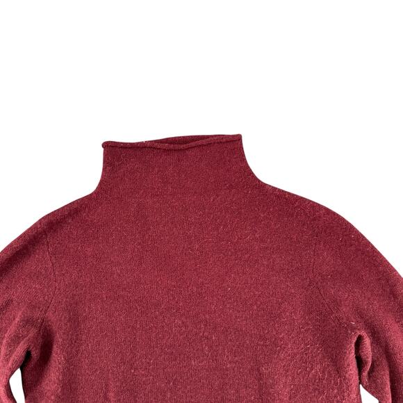 Madewell Maroon Merino Wool Sweater XS Oversized Knit Long Sleeve Mock Neck - Picture 3 of 5